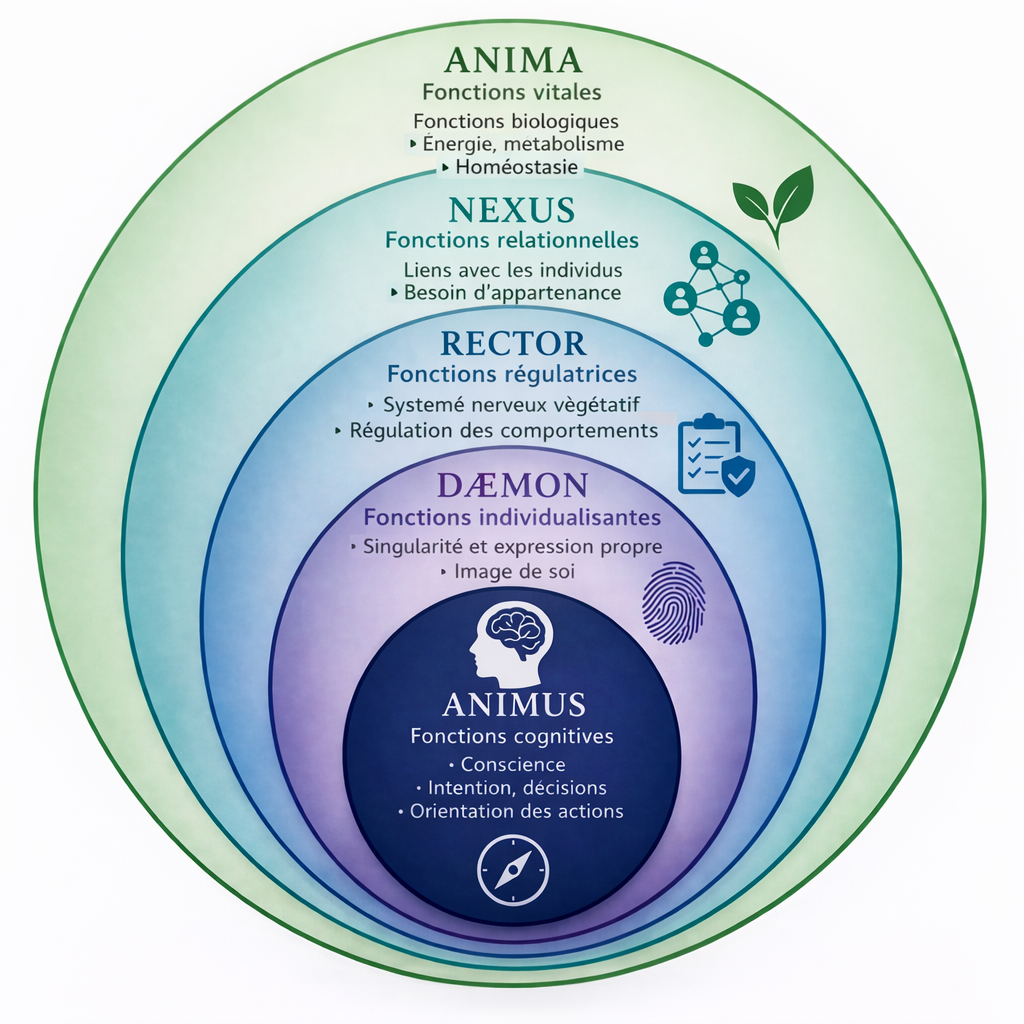 Diagram of the five dimensions of the soul